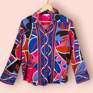 Maison D'Amelie Colorful Abstract Wearable Art Button-down Size Extra Large